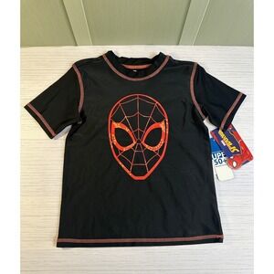 Marvel Spider-Man Boys Rash Guard Swim Shirt Black UPF 50+ Size Small S NEW